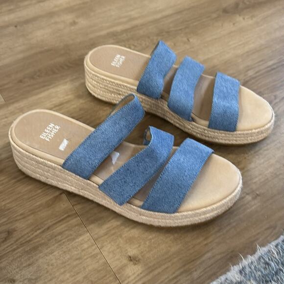 NWT Eileen Fisher Mayla Denim Espadrille Sandal Sz 9.5. - Picture 2 of 4